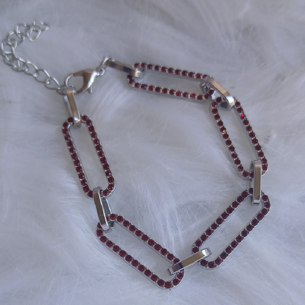Paparazzi Silver and Red Chain Bracelet